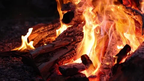 Camp Fire Burning Slow Motion Stock-Footage 315226094