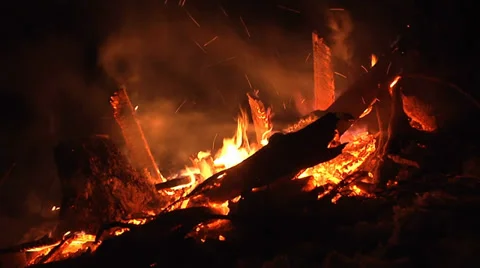 Camp fire close up Stock Footage 33790185