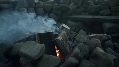 Camp fire close-up Stock Footage 203902597