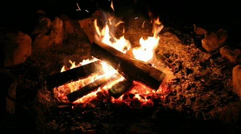 Camp Fire Close Up HD Stock Footage 774016
