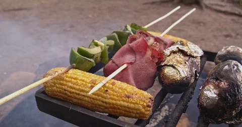 Camp fire close up view Stock Footage 116758411