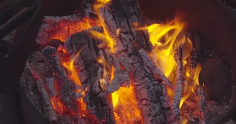 Camp fire close up view Stock Footage 116780701