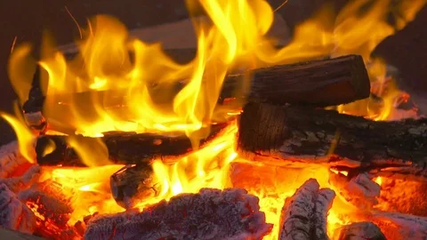 Camp fire closew up Stock Footage 98167667