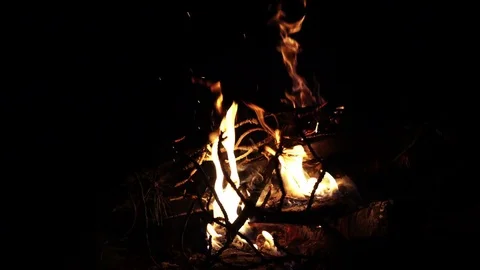 Camp Fire In The Dark Stock Footage 76404711