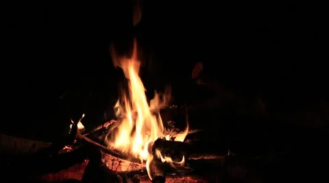 Camp fire in darkness Stock Footage 40542672