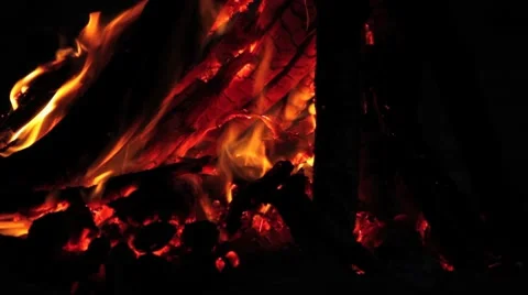 Camp fire flames close up shot3 Stock Footage 8510190
