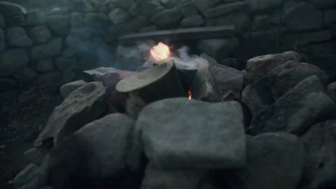 Camp fire flames Stock Footage 203902594
