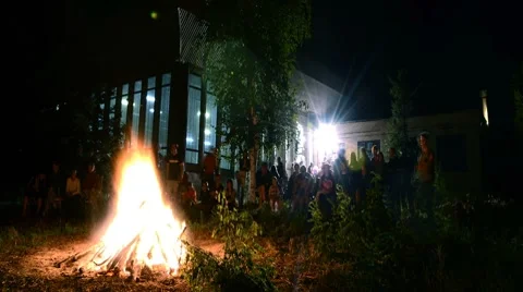 Camp fire Video stock 8569028