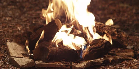 Camp Fire | Medium Close Up Stock Footage 24079123