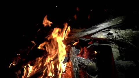 Camp fire at night  edited Stock-Footage 144297250