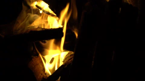 Camp fire in the night Stock Footage 64474512
