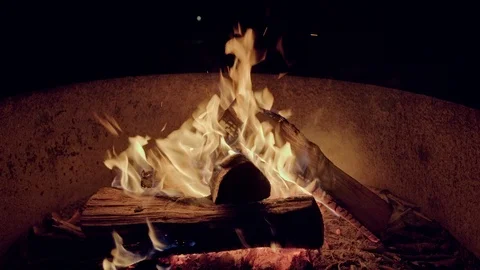 Camp Fire At Night Stock Footage 116444779