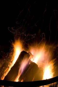Camp Fire at Night Foto stock
