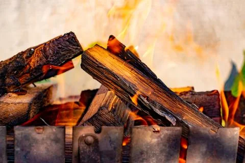 Camp fire in the night Stock Photos