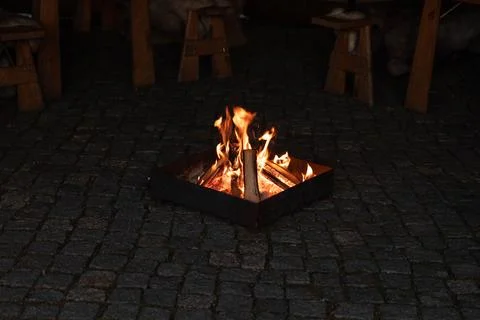 Camp fire in the night Stock Photos