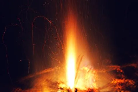 Camp fire in the night Stock Photos