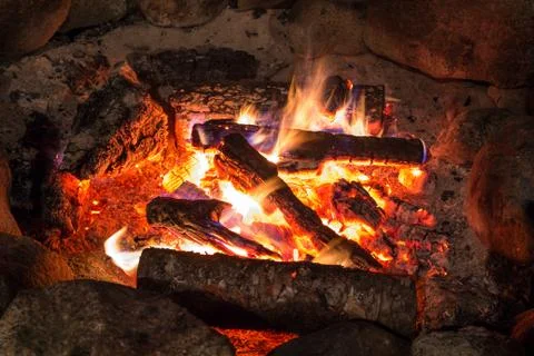 Camp fire in the nigth Stock Photos