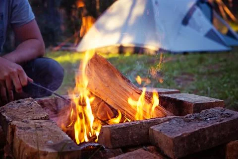 Camp fire. Stock Photos