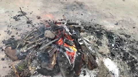 Camp Fire Slo-Mo 4K Stock Footage 202133057