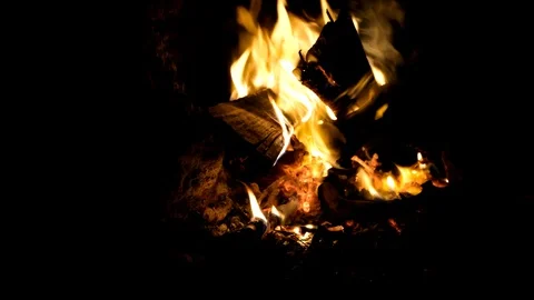 Camp Fire Slow Motion Close UP Stock Footage 127106462