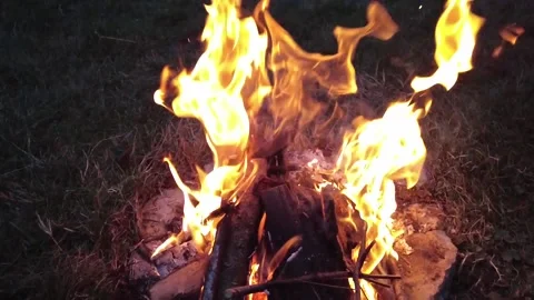 Camp fire slow motion Stock Footage 170073892