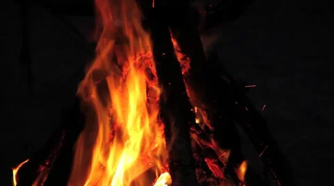 Camp Fire with sparks Stock Footage 8510116