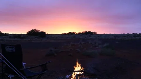 Camp Fire Sunset Stock Footage 246014013