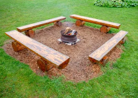 Camp fire under the rain Stock Photos