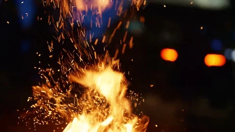 Camp fire Warm up with a camp fire  Slow motion Stock Footage 254318306