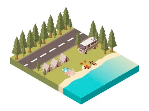 Camp Isometric Design Stock Illustration