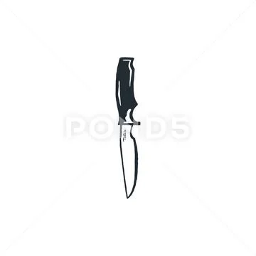 Camp knife symbol. Silhouette style. Vintage hand drawn travel element, camping Stock Illustration