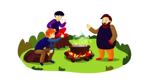 Camp marshmallow on fire concept animation Stock Footage 152557354