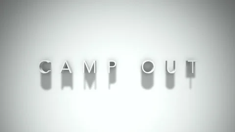 Camp out 3D title animation with shadows on a white background Stock Footage 297514705