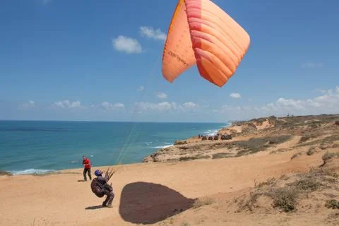 A camp of Para-gliders. Foto stock