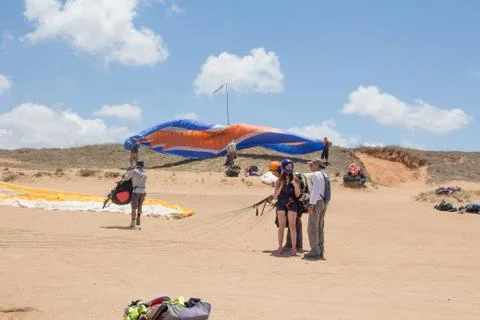 A camp of Para-gliders. 写真素材