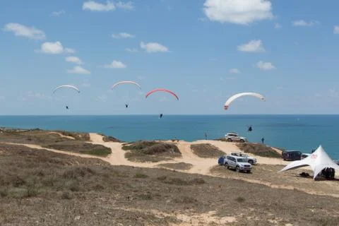 A camp of Para-gliders. Foto stock