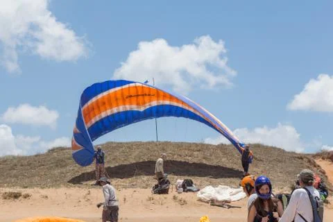 A camp of Para-gliders. 写真素材
