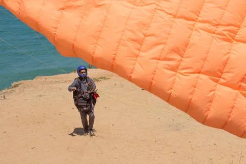 A camp of Para-gliders. Foto stock