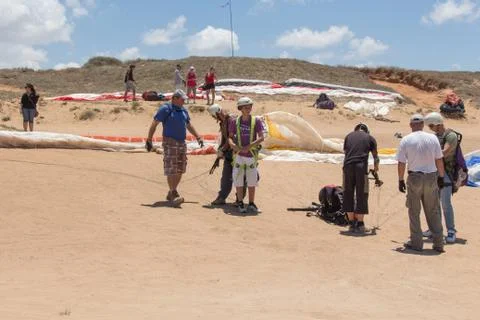 A camp of Para-gliders. 写真素材