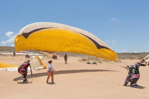 A camp of Para-gliders. 写真素材