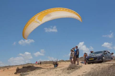 A camp of Para-gliders. 写真素材