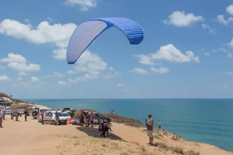 A camp of Para-gliders. Foto stock