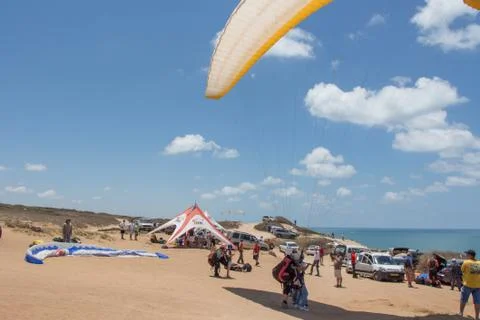 A camp of Para-gliders. 写真素材