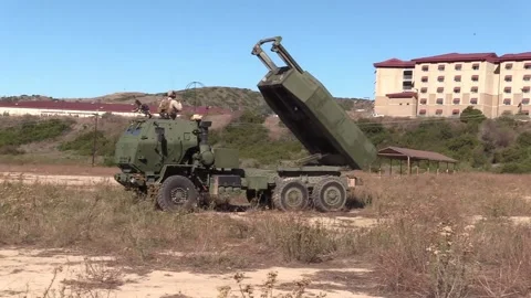 Camp Pendleton, CA 12.05.2023 U.S. Marines process notional fire missions, M142 Stock Footage 268860921