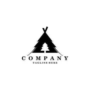 Camp pine logo design vector Stock Illustration
