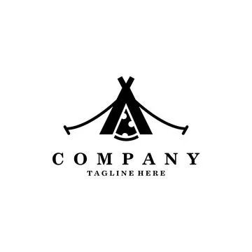 Camp pizza logo design vector Stock Illustration