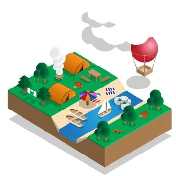 Camp on the river. Stock Illustration