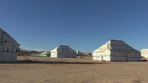 Camp site at Cap Tafarit, Banc of Arguin, Mauritania Vídeo Stock 147844830