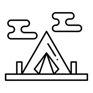 Camp Site Line Icon Stock Illustration