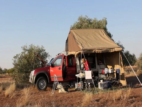 CAMP SITE FROM SIDE Stock Footage 100415735